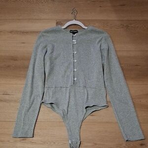 PrettyLittleThing Light Gray Ribbed Top NWT